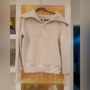 Varley Off-White Ribbed Quarter-Zip Top XS!